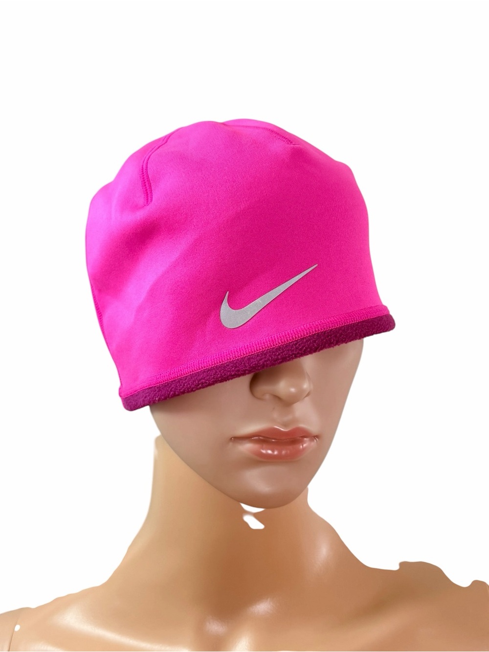 Nike Dri-Fit Women’s OS Run Lotus Reversible Knit Beanie Pink Fleece Skull Cap